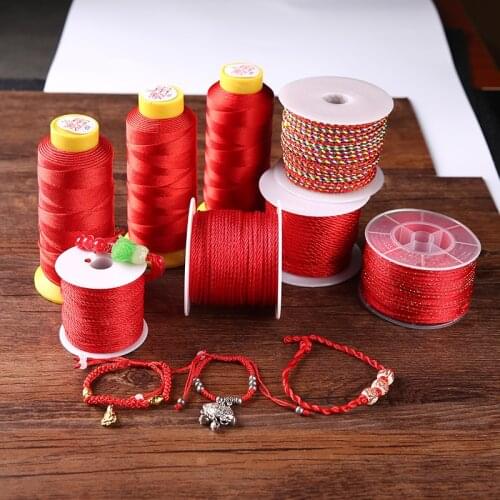 0.8 1.0 2.0mm Red Color Waxed Cord Nylon Cord Thread Chinese Knot String Rope Bead DIY Weave Bracelet Jewelry Making Accessories