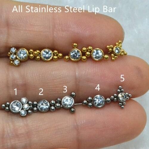 LOT50pcs Body Jewelry -New Gems Balls 16G Lip Labret Ring Bar Lip Cheek Monore Studs Piercing Ear Helix Diath Cartilage Bar New