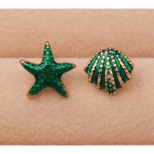 Trendy Green Stud Earrings Gold Plated Copper StarEarring For Women Fashion Jewelry Accessories Wedding Gift