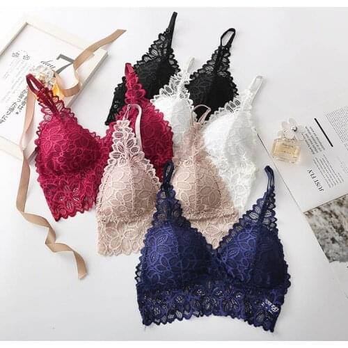 Fashion bras Underwear Lace Sexy Lingerie Wireless Bra For Women Padded Push Up Bralette Female Brassiere Summer Soft Backless