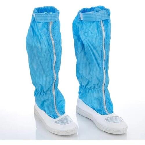 Men Safety anti-static shoes dustproof men women high-top shoes PVC striped boots leather clean shoes breathable high-top boots