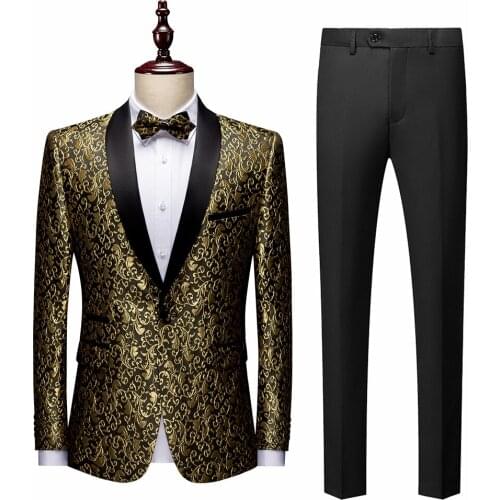 Men Tuxedos Banquet Stage Costume Business Party Prom Groom Wedding Suits Shawl Lapel Slim Fit Ball Nightclub Singer Host Dancer