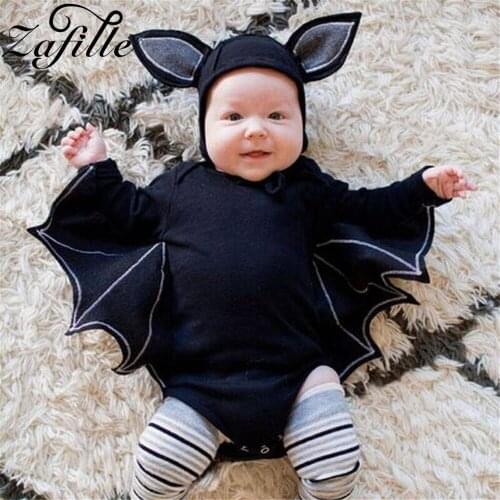 ZAFILLE Baby Halloween Costume Bat Cosplay Babys Bodysuits With Hat Toddler Infant Holiday Party Halloween Clothes For Baby