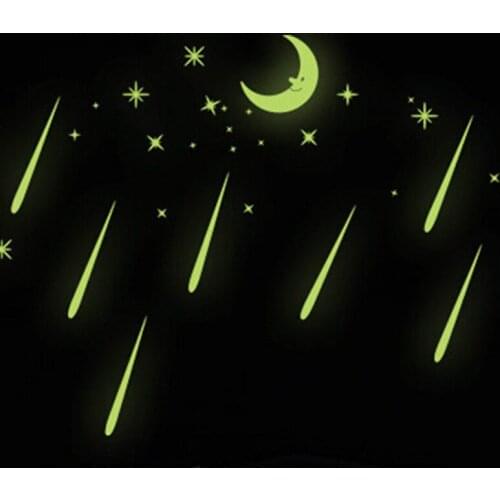 Night Light Luminous Stickers 3D Wall Sticker Kids Rooms Home Decor MOON AND STARS Starry Night Sky Wallpaper 24*24cm