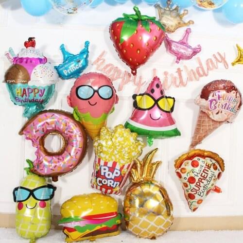 New ice cream Popcorn cake Hamburg donut Pizza balloon baby birthday party decoration decorative inflatable Birthday