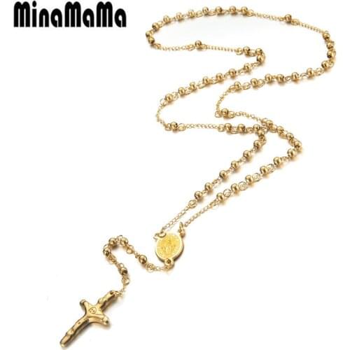 New Desgin Stainless Steel Jesus Pendant Necklace For Men Women Y Shape Rosary Beads Catholic Necklace Jewelry