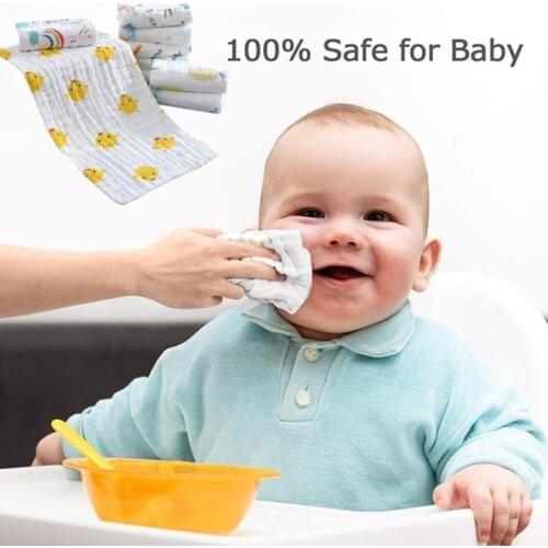 25*50cm Baby Six-layer Pure Cotton Printed Long Square Towel Combed Cotton Long Gauze Towel Newborn Feeding Towel Baby Washing