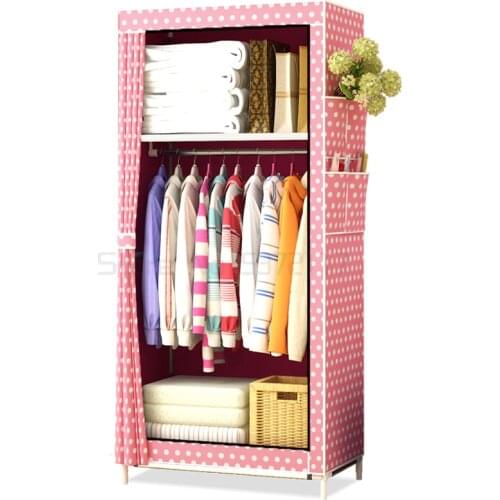Simple wardrobe cloth wardrobe small dormitory bedroom household clothes hanging steel pipe reinforced storage cabinet