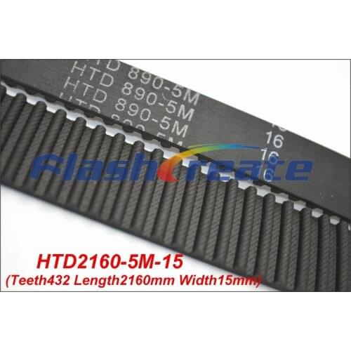 2pcs HTD5M belt 2160 5M 15 Teeth=432 Length=2160mm Width=15mm 5M timing belt rubber closed-loop belt 2160-5M S5M Belt 5M Pulley