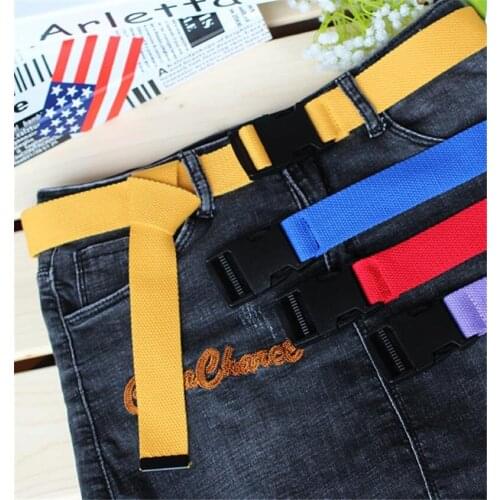 116cm Adjustable All-Match Belt Girls Boys Unisex Korean Style Canvas Belts Harajuku Buckle Solid Color Long Belts