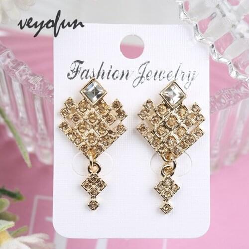 Veyofun Romance Rhinestone Stud Earrings for Women Cute Accessories Jewelry Wholesale New