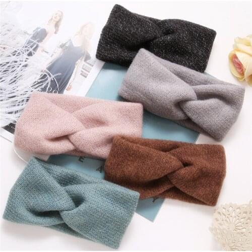 2020 Spring Warmer Headband Women Fashion Elastic Wool Knitted Headwrap Head Wrap Hairband Girls Elegant Weave Hair Accessories