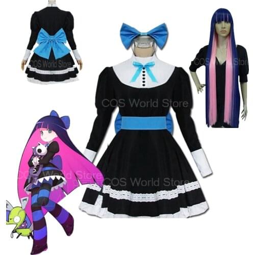Panty Stocking with Garterbelt Stocking Anarchy Cosplay Costume Women Dress Lolita Maid Uniform Suit Wig Activity Roal Play Cos
