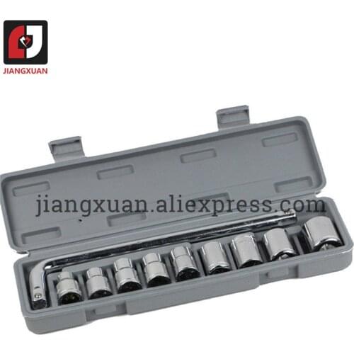 10 Pcs Socket Wrench Set L-Type Adjustable Torque Ratchet Pipe Wrench Hex Wrench Auto Bicycle Repair Tools Kit Hand Tool Set