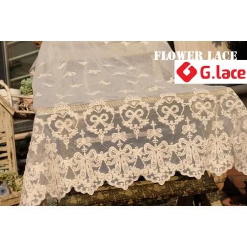 GLace 3Y/Lot 100% cotton embroiery lace Fabric soft mesh Fabric for dress material decoration curtain clothing accessoriesTX102