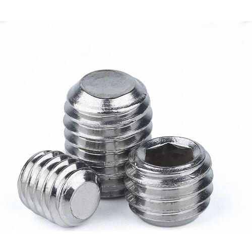 5-50pcs Hexagon Hex Socket Set Screw Flat Point Allen Head Grub Screw M3 M4 M5 M6 M8 M10 304 Stainless Steel Headless Set Screw