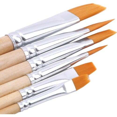 5pcs/set Nylon Hair Wooden Handle Watercolor Paint Brush Pen Different Shape Round Pointed Tip Nylon Hair Painting Brush Set Art