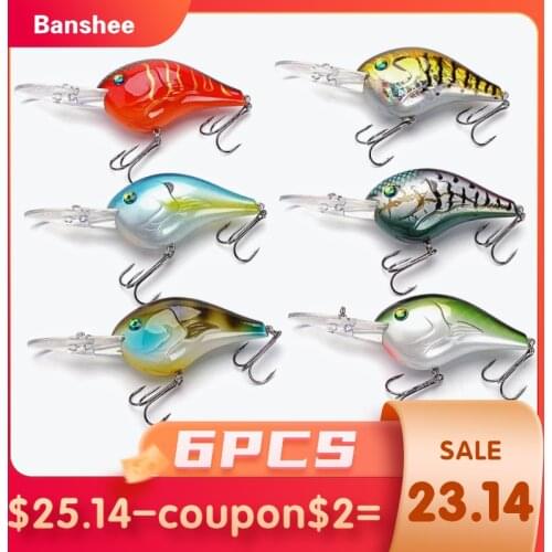 Banshee 6pcs/lot 75mm 24g VC02 Fishing Hard Lure Chub Round Bill Pike Walleye Bass Deep Diving Crankbait wobblers set Bait