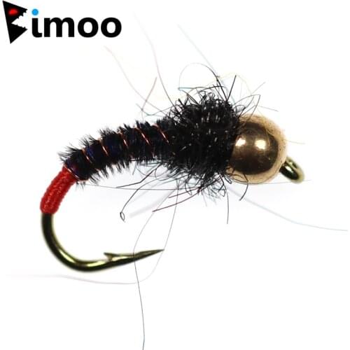 Bimoo 6PCS #10 Brass Bead Head Nymph Fly Trout Fly Fishing Bait Lures