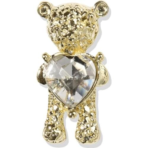 Shiny Bear 3D Nail Art Decorations with Heart Luxury Rhinestone Manicure Tool DIY Accessories for Salon Home Use C1FF
