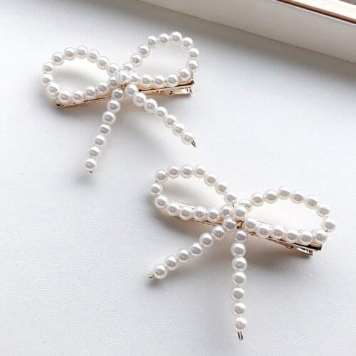 Boutique ins 10pcs Fashion Retro Pearl Beads Bow Hairpins Solid Royal Bowknot Hair Clips Women Headwear Hair Accessories