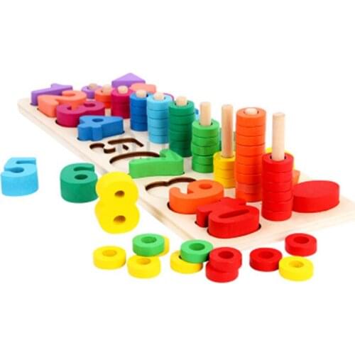 Wooden Digital Shape Numbers LettersMontessori Educational Wooden Toy 3D Puzzle Brain Training Early Intellectual Learning Toy