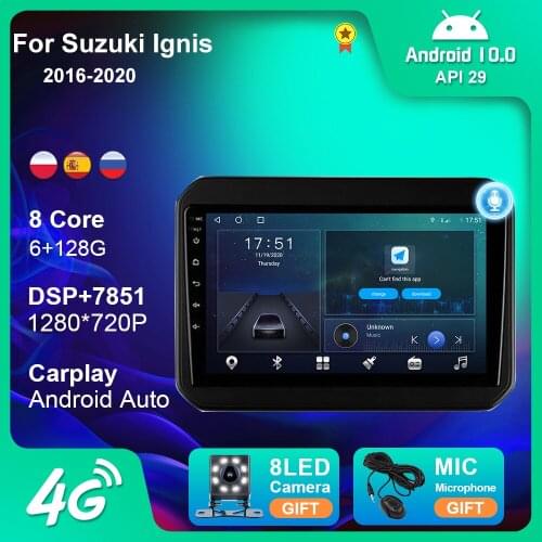 For Suzuki Ignis 2016-2020 Android 10 Car 4G WIFI Radio Navigation GPS Multimedia Player Radio 2 Din DVD BT Carplay Android auto
