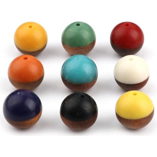 DoreenBeads Multicolor Resin Natural Wood Effect Spacer Beads Round Ball For DIY Making Bracelets Necklace Loose Beads Jewelry