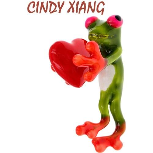 CINDY XIANG Enamel Red Heart Frog Brooches For Kids Girls Clothes Accessories Green Animal Brooch Corsage Birthday Gifts Jewelry