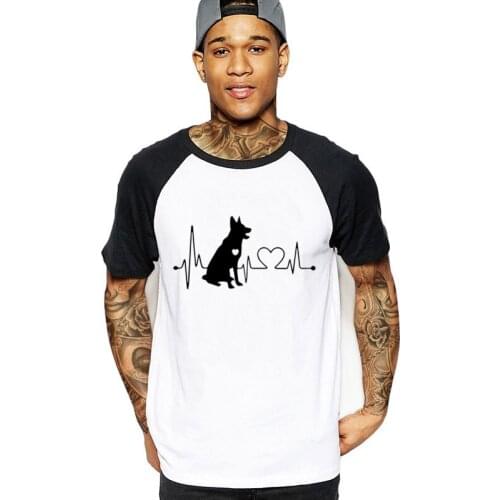 Heartbeat German Shepherd Men funny T-Shirt 2020 summer white black animal print male tshirt clothing gothic 5xl 6xl top t shirt