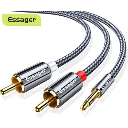Essager RCA Cable HiFi Stereo 2RCA to 3.5mm Audio Cable AUX RCA Jack 3.5 Y Splitter for Amplifiers Audio Home Theater Cable RCA