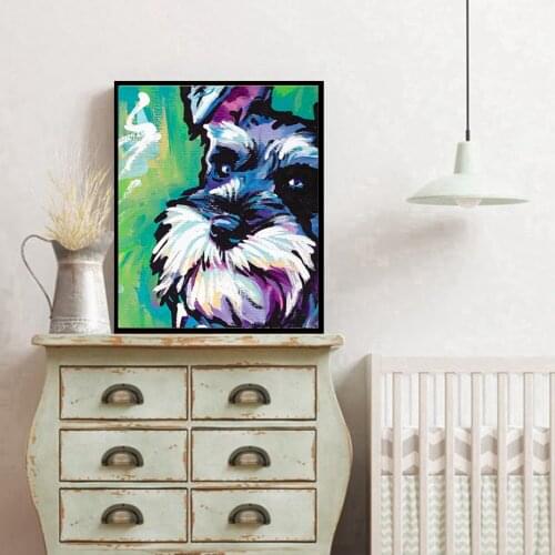 Oil Painting By Numbers "DOG" Drawing on Canvas HandPainted Art Gift DIY Picture By Number Kits Wall Decor