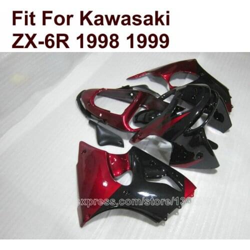 Injection molded fairing for Kawasaki ZX6R 98 99 dark red black fairings Ninja 636 ZX 6R 1998 1999 7 gifts PO20