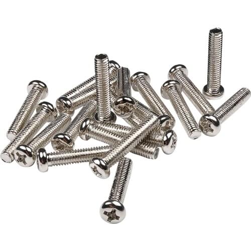 Musiclily Basic 4x20mm Metal Metric Thread Tele Bridge Pickup Mounting Screws, Nickel (Set of 20)