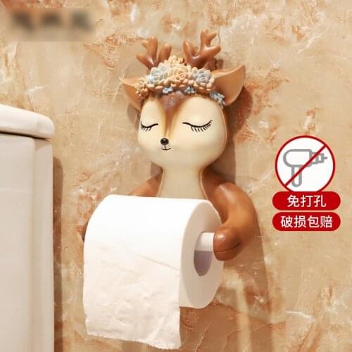 Cartoon animal deer creative home roll paper box roll paper holder decoration roll paper tube toilet tissue box wall hanging