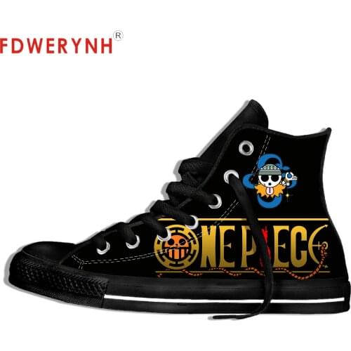 Mens Casual Canvas Shoes One Piece Luffy Harajuku Customize My Own 3D Print Leisure Mens Light Canvas Shoes