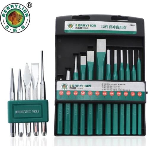5Pcs/12Pcs Punching Pin Rivet Screw Mark Hole Pin Punch Set CRV Chisel Set Stone Carving Hand Chisels Carving Tools For Stone