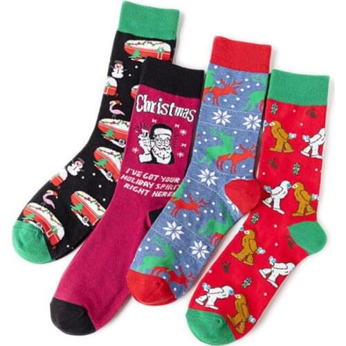 Unisex Mid Socks Women And Men Santa Claus Monkey Snowman Deer Novelty Funny Personality Cotton Socks New