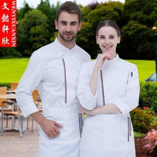 New Chef Uniform Long Sleeves Hotel Canteen Restaurant Work Clothes Male Kitchen Uniform Cake Chef Winter Clothes B-6266