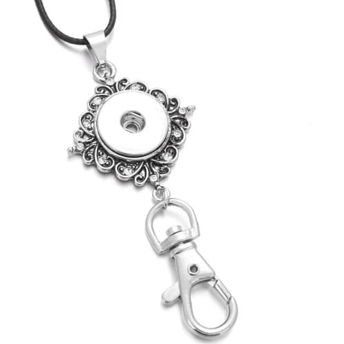 2018 New Snap Jewelry Button Pendant Necklace Crystal Vintage 18mm Snap Button Necklace with Chains fit Women Gifts