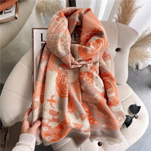 2021 New Winter Scarf Shawl Pashmina Cashmere Warm Thick Print Blanket Hijab Bufanda Ladies Holiday Foulard Wrap Stoles Echarpe