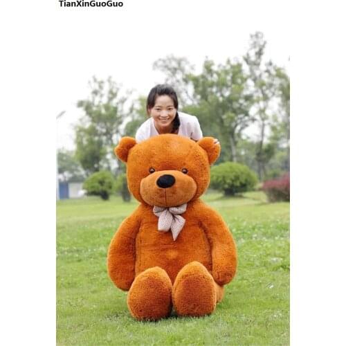 Huge 160cm dark brown teddy bear plush toy bowtie bear soft doll hugging pillow birthday gift h1318