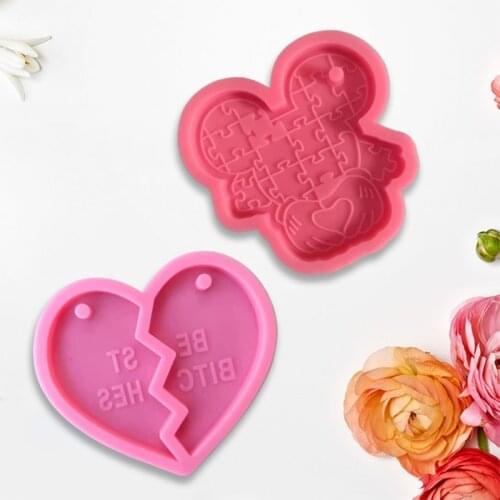 Handmade Love Heart Shape Keychain Casting Silicone Mould Key Chain Epoxy Resin Mold DIY Crafts Making Tool