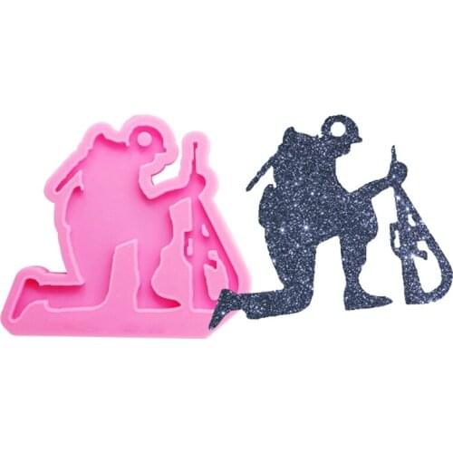 DIY Keychain Epoxy Resin Mold Glossy Fallen Soldier Shape Keyring Silicone Mould F3MF