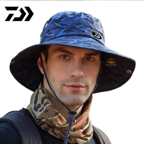 DAIWA Fishing Sun Hat Summer Camouflage Outdoor Breathable Hat for Men and Women Mountaineering Windproof Adjustable Sun Hat