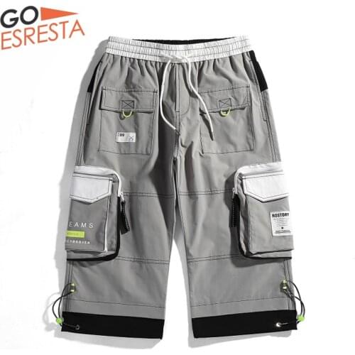 GOESRESTA 2020 New Tide brand Casual Shorts Men Summer Bermuda Hip Hop Shorts Seven points Gray Loose Cargo Shorts Men