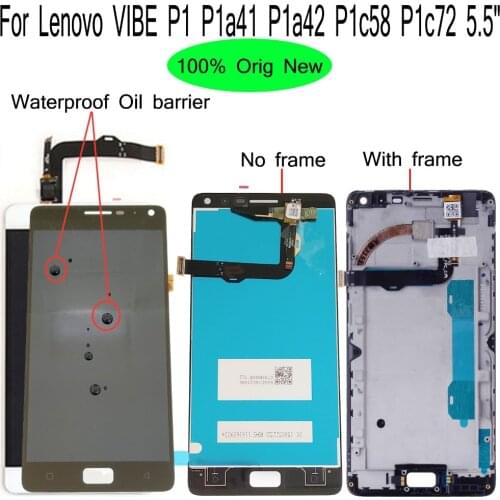 Shyueda 100% Oig NEW with frame Lenovo VIBE P1 P1a41 P1a42 P1c58 P1c72 5.5" LCD Display Touch Screen Digitizer