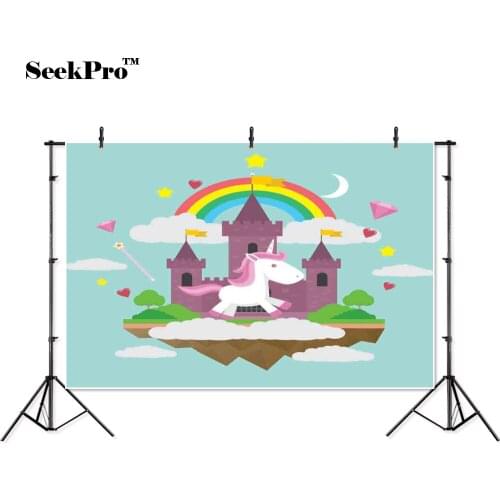 Thin vinyl cloud rainbow unicorn castle heart children photo Background Printed Professional indoor Photographic studio Backdrop