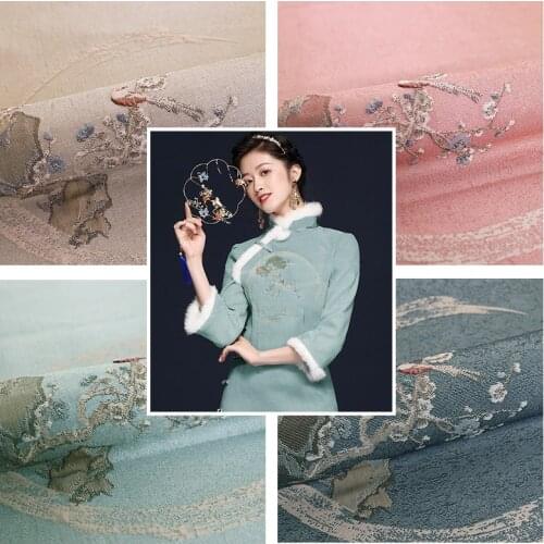 100% Polyester fabric Chinese retro jacquard fabric sewing material for dress women and suit skirt