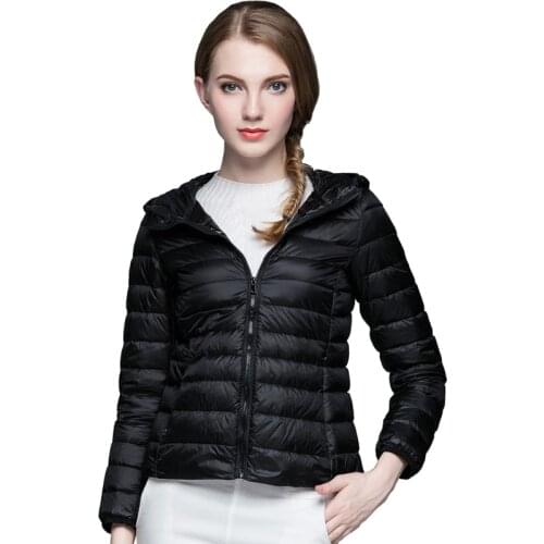 Packable Womens Winter Jacket Puffer Long Sleeve Solid Female Warm Down Coat 2020 New Women Hooded Winter Coat Casaco Feminino